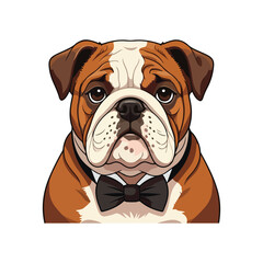 A cartoon boxer dog with a brown and white face