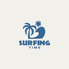 Vintage surf logo design template for surf club, surf shop, surf merch.	