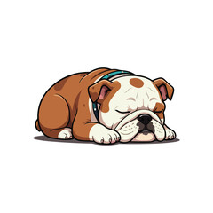 A cartoon boxer dog with a brown and white face