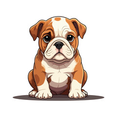 A cartoon boxer dog with a brown and white face