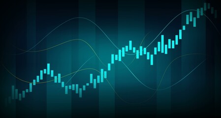 Stock market candlestick chart background with a dark blue color, vector illustration
