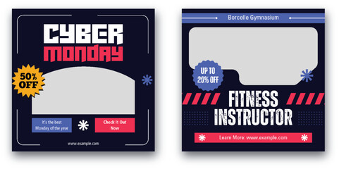 Engaging Social Media Templates for Cyber Monday and Fitness Promotion