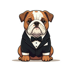 A cartoon boxer dog with a brown and white face