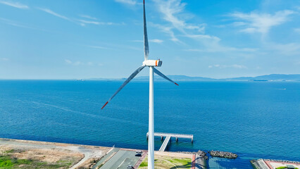 風力発電所の風車　空撮