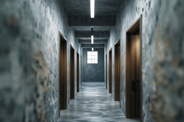 Fototapeta premium Blurry Corridor in Textured Office Space Inspiring Business Narratives