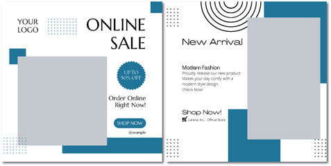 Chic Social Media Template Design with Online Sale and New Arrival Ad