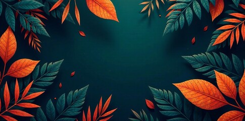 Vibrant orange and green leaves create a stunning autumn-inspired composition.