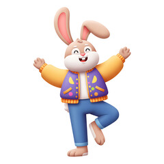 Playful Cartoon Bunny in Yoga Pose