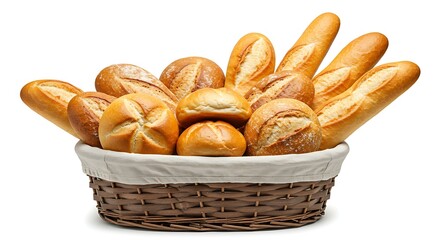 French bread basket white background. Brazilian food