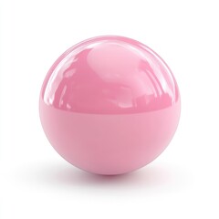 Fototapeta premium Glossy pink sphere against a white background.