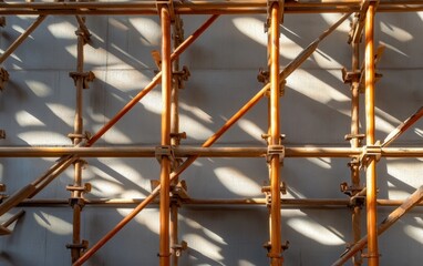 Detailed View of Construction Scaffolding in Sunlight ,construction photo series