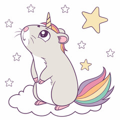  Unicorn Hamster with Rainbow Tail