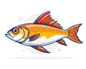 Illustration of a fish on a white background. Vector illustration.