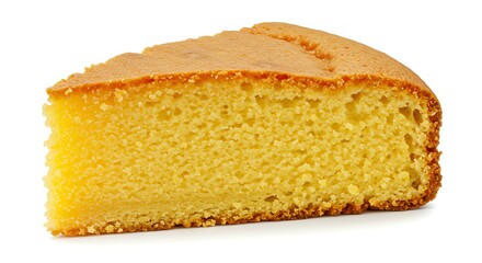 Cornmeal cake slice white background. Brazilian food
