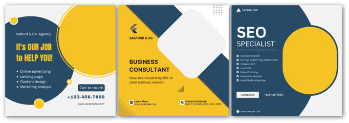 Professional Services Banner Set for Digital Marketing and Consulting Needs