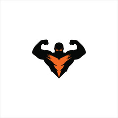 Powerful Flexing Muscular Figure Logo – Bold Fitness Vector Design.