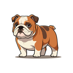 A cartoon boxer dog with a brown and white face