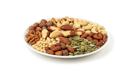 Nuts plate white background. Brazilian food