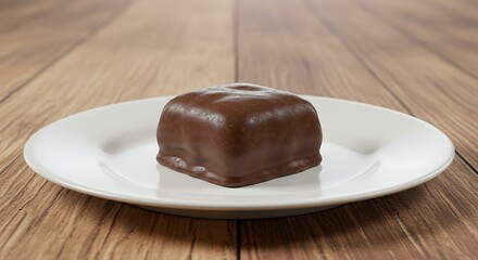 Tradicional Brazilian Snack Brigadeiro on a plate on a wooden background white background. Brazilian food