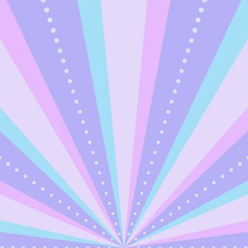 Loop video of rotating 4-color half sunburst and dot lines (dreamy) [square video]