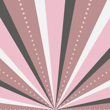 4色の半分サンバーストとドット線のイラストが回転するループ動画（くすみピンク）【正方形ビデオ】