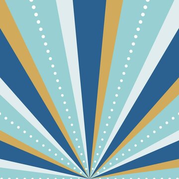 4色の半分サンバーストとドット線のイラストが回転するループ動画（青）【正方形ビデオ】