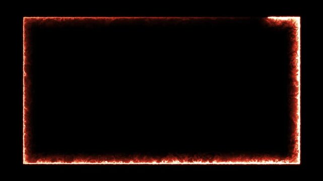 Neon fire light rectangular abstract border picture frame. Neon effect geometry rectangle frame loop background. Loop abstract seamless geometric shape background 4K