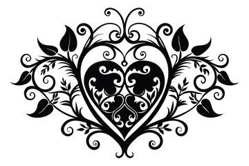 Abstract floral heart ornament with vintage vector design elements