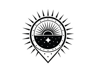 logo, sun, moon, stars, design, fashion, modern, minimalist, old