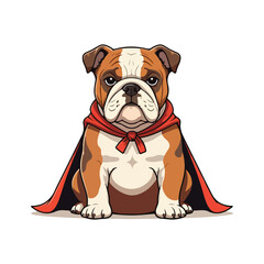 A cartoon boxer dog with a brown and white face