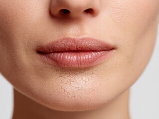 Close-up of dehydrated skin on the lower face.