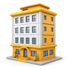 Naklejka premium Multi-story building with orange and white facade.