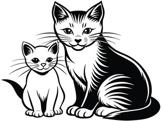 Obraz premium Majestic Companions A Silhouette of Feline Grace