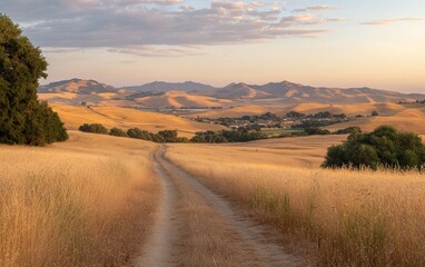 Picturesque Countryside Landscape at Sunset