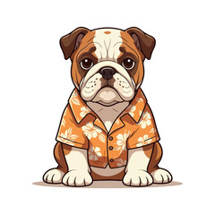 A cartoon boxer dog with a brown and white face