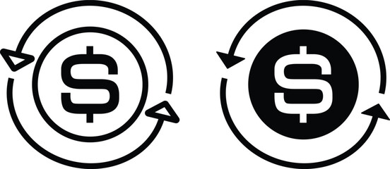 Cash Flow Icon flat and line icon Simple outline logo.