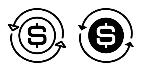 Cash Flow Icon flat and line icon Simple outline logo.