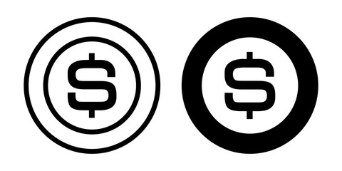 Coin Icon flat and line icon Simple outline logo.