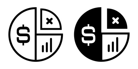 Pie Chart Icon flat and line icon Simple outline logo.