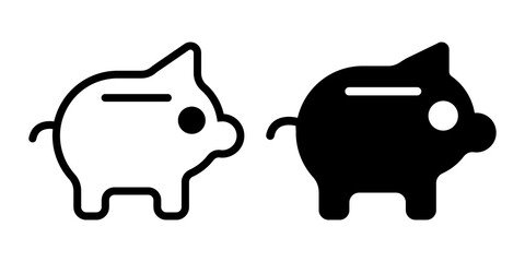 Piggy Bank Icon flat and line icon Simple outline logo.