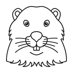 Cute beaver head outline drawing vector illustration for coloring books and educational material for children