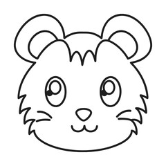 Cute hamster outline illustration for coloring book pages or printable animal clipart designs