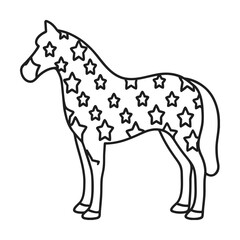 Outlined horse silhouette with star pattern design for coloring pages and digital illustration projects