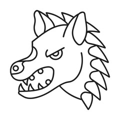 Minimalist outline illustration of an angry hyena head isolated against white background for creative projects