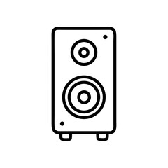 Minimalist Black Line Art Icon of a Speaker or Sound System