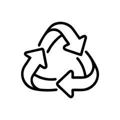 Minimalist Black Line Art Vector Icon of a Recycling Symbol