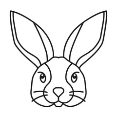 Cute rabbit head simple outline drawing easter holiday minimalist graphic vector illustration for children