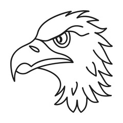 Line art depiction of an eagle head bold outline style and simple design graphic element