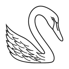 Elegant swan silhouette line art illustration minimalist bird design perfect for logo ornaments and decoration projects