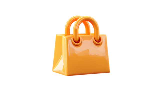 orange shopping bag isolated on transparent background
